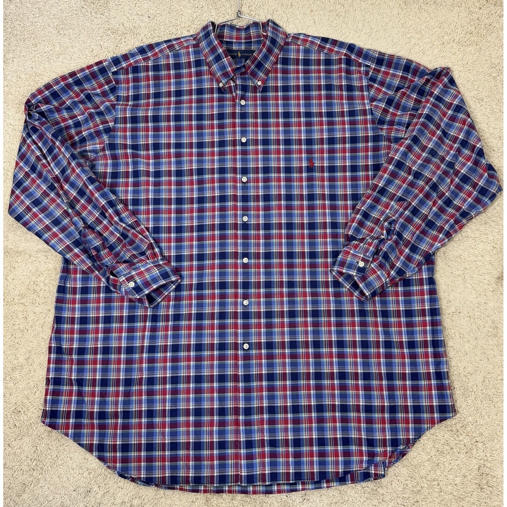Ralph Lauren Men's Long Sleeve Multicolor Plaid Button Down Size‎ 3XLT Career
